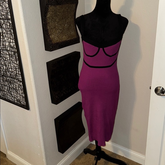 Purple and Black Midi Dress - Picture 1 of 4